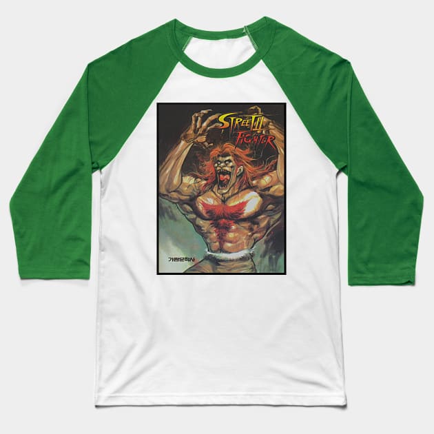 Blanka - Korean Street Fighter 2 Manga Baseball T-Shirt by retroworldkorea